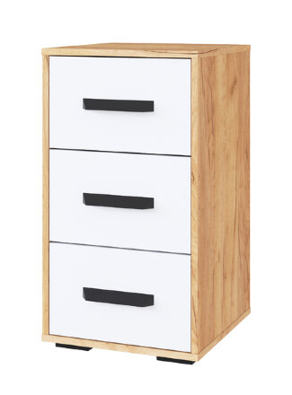 Тумба с ящиками Квартет-13, Дуб крафт золотой/Белый 